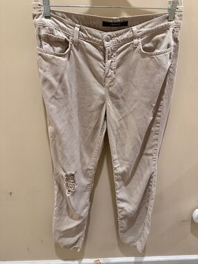 J Brand Beige Distressed Boyfriend Jeans